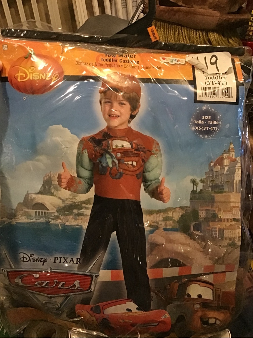 Disney pixar Cars tow mater toddler costume size 3t-4t-New